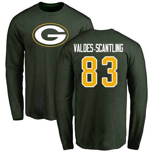 Men Green Bay Packers Green #83 Valdes-Scantling Marquez Name And Number Logo Nike NFL Long Sleeve T Shirt
